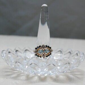 14k Gold Blue Topaz Sapphire Diamond Ring Size 6